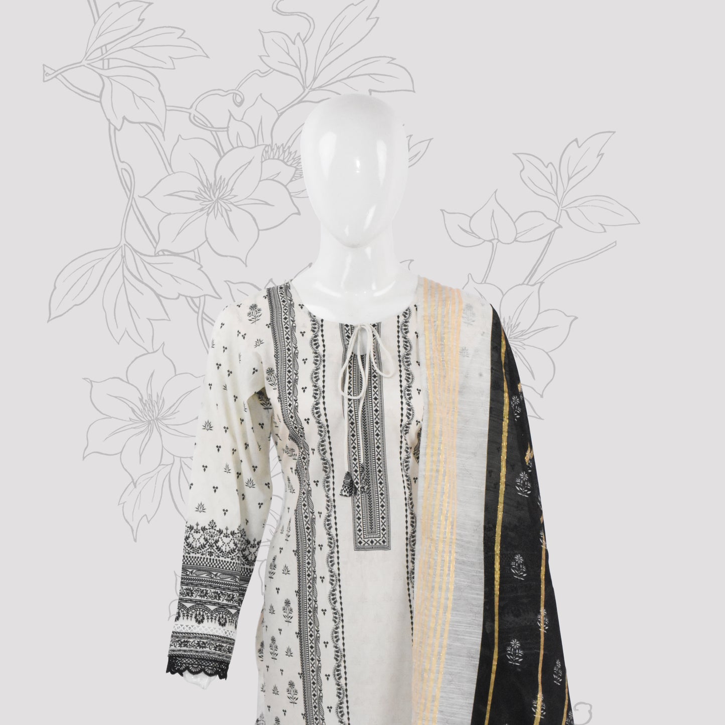 BinNoor Fab Lawn Diamond Dupatta 3Pcs De-LA02-P3011