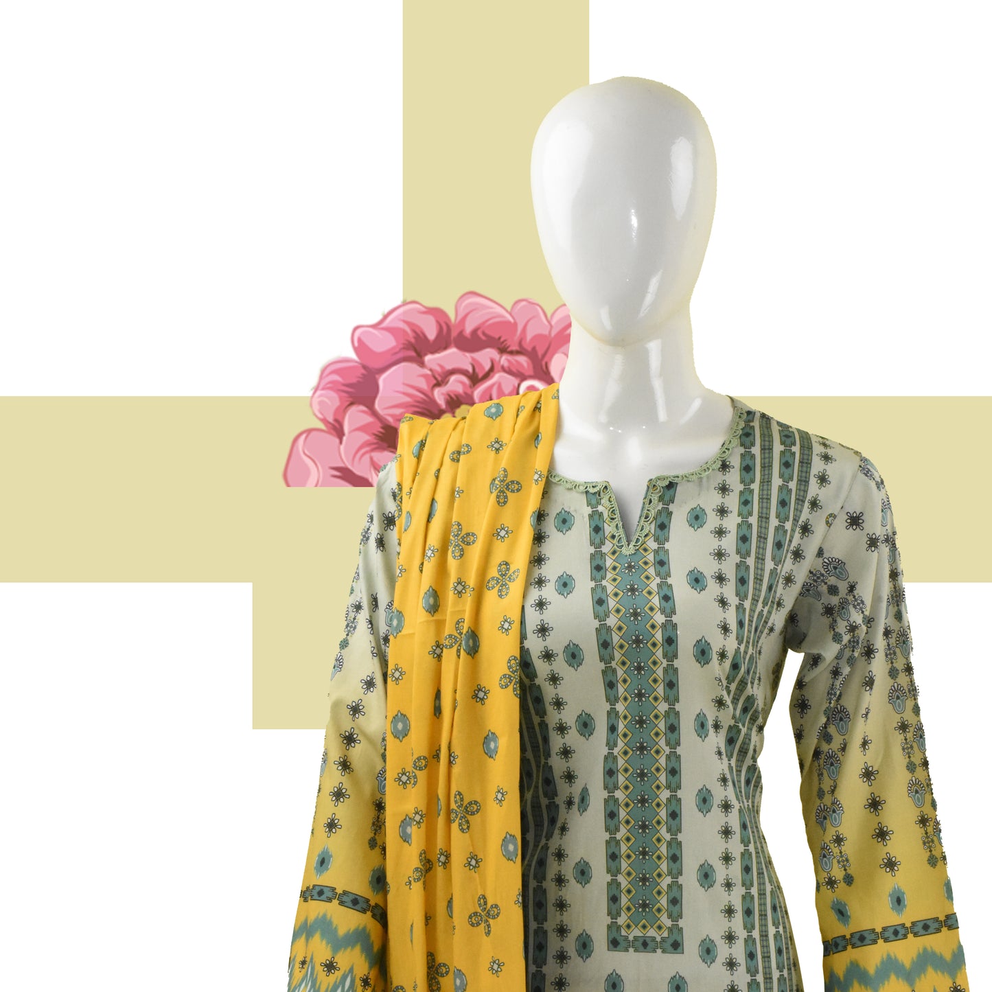 BinNoor Fab Lawn 3Pcs De-LA01-P3004