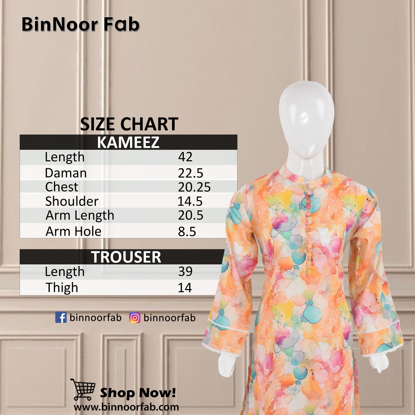 BinNoor Fab Lawn Stitched 2Pcs DE-LA07-P2-S054