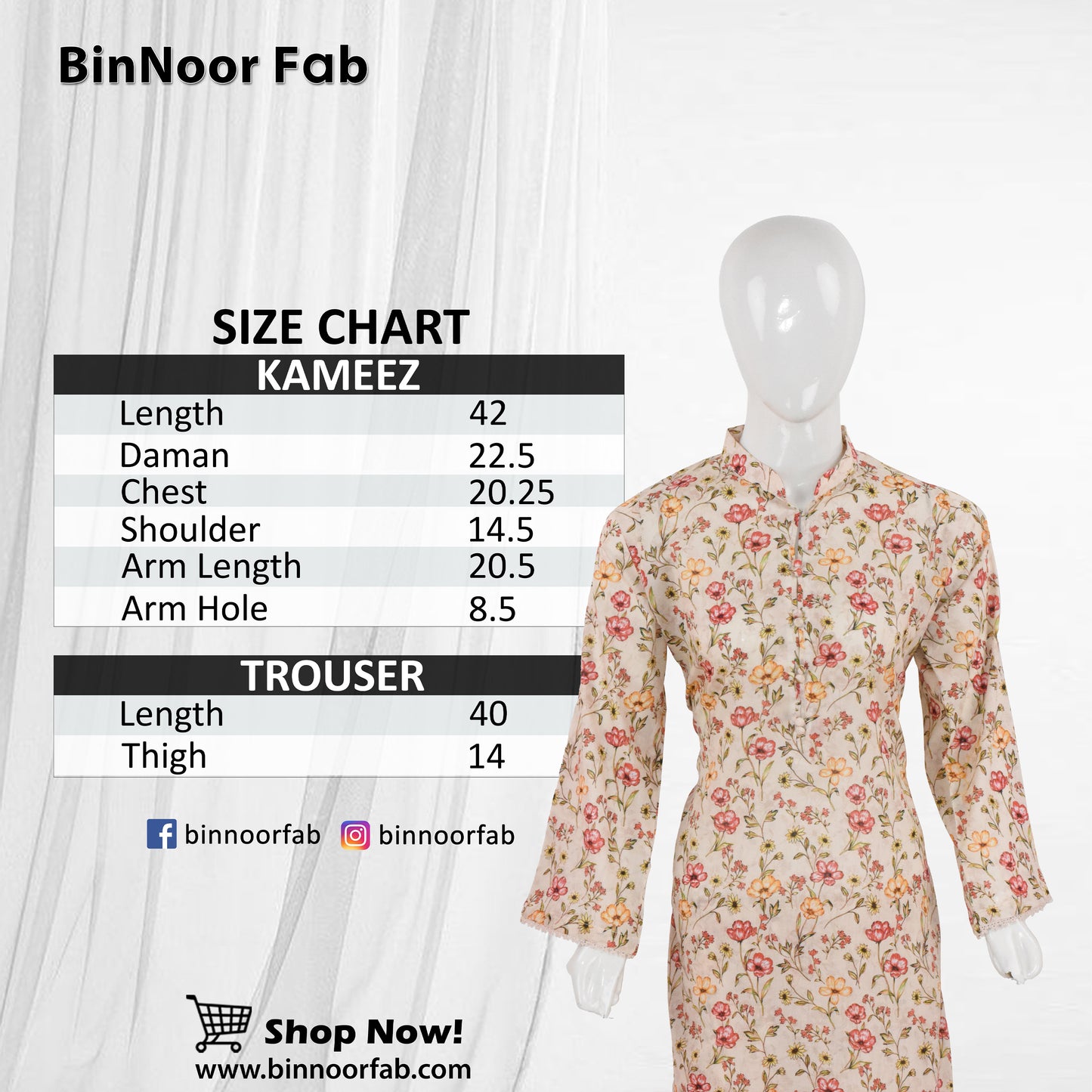 BinNoor Fab Lawn Stitched 2Pcs DE-LA06-P2-S046
