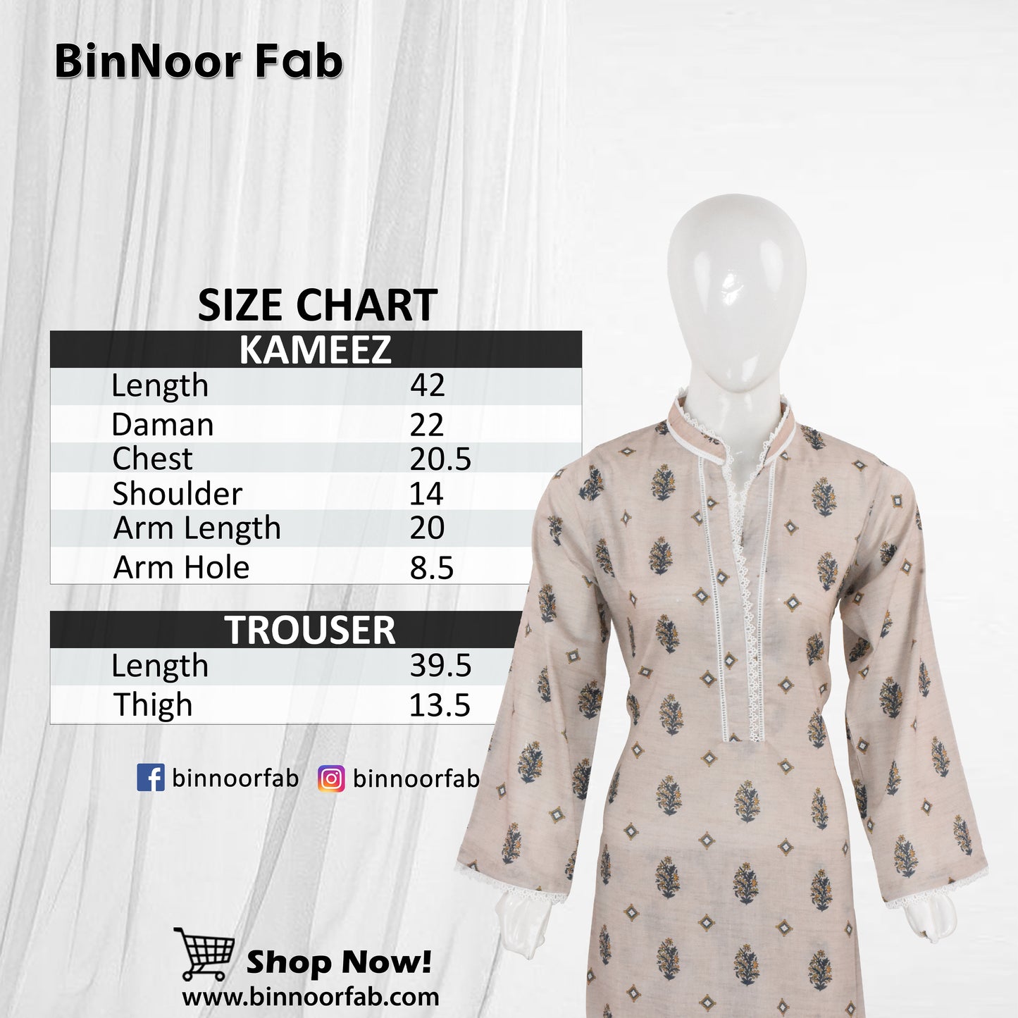 BinNoor Fab Lawn Stitched 2Pcs DE-LA06-P2-S049