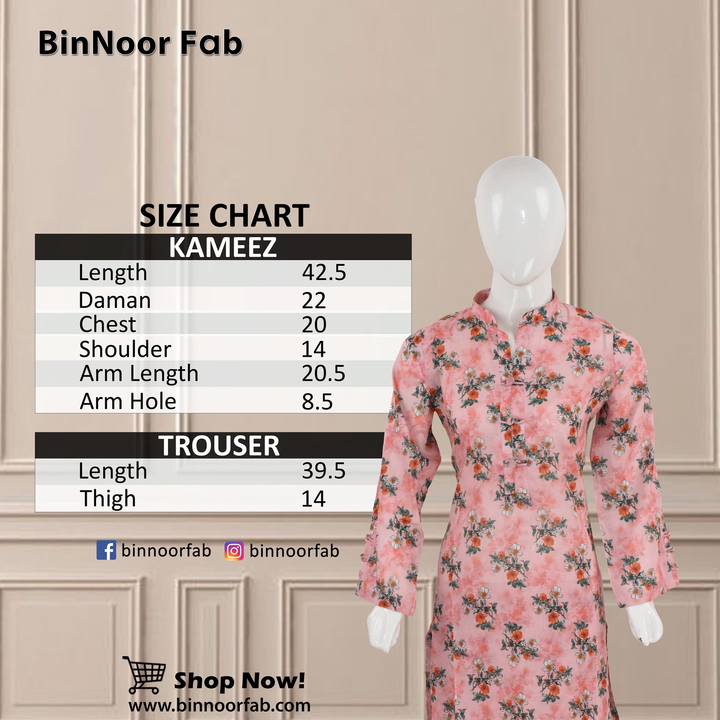 BinNoor Fab Lawn Stitched 2Pcs DE-LA07-P2-S058