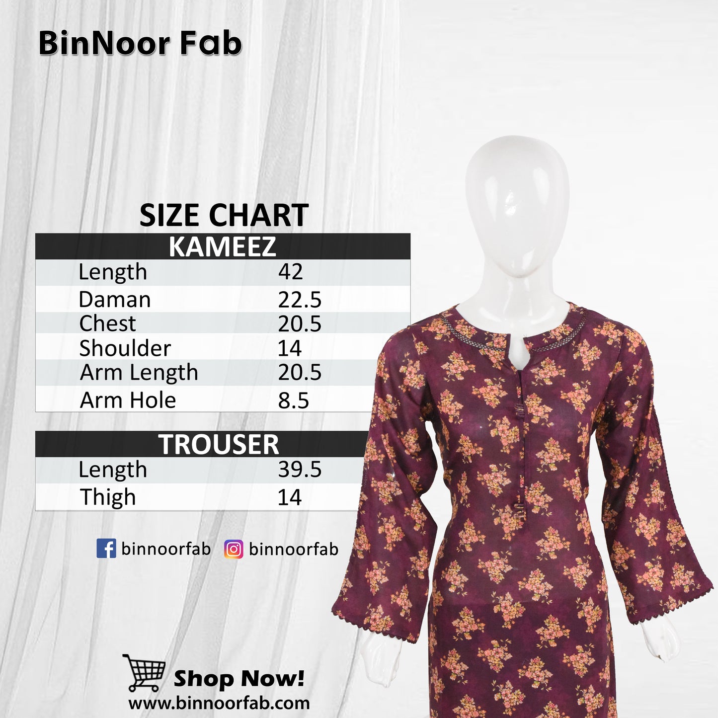 BinNoor Fab Lawn Stitched 2Pcs DE-LA06-P2-S052