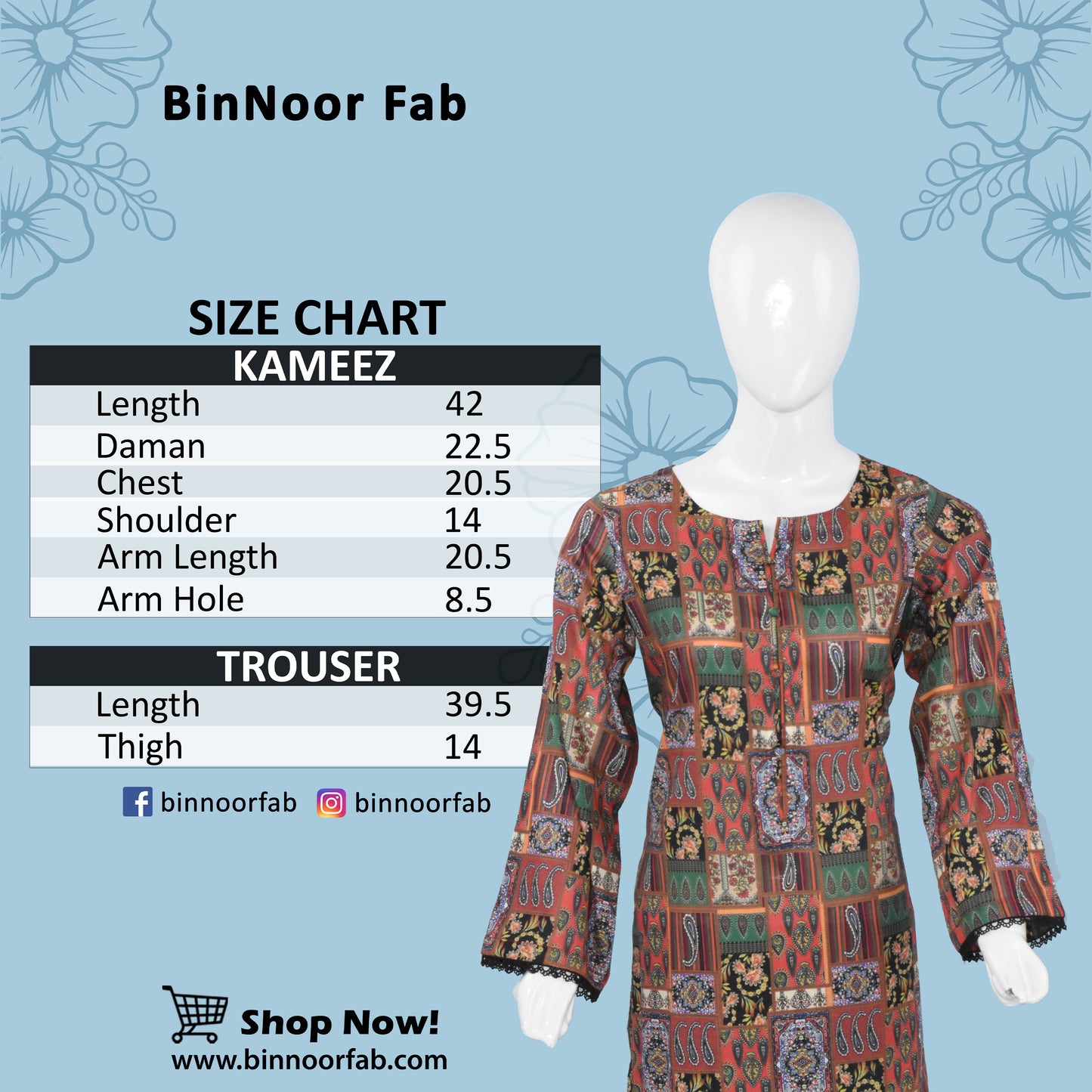 BinNoor Fab Lawn Stitched 2Pcs DE-LA05-P2-S036