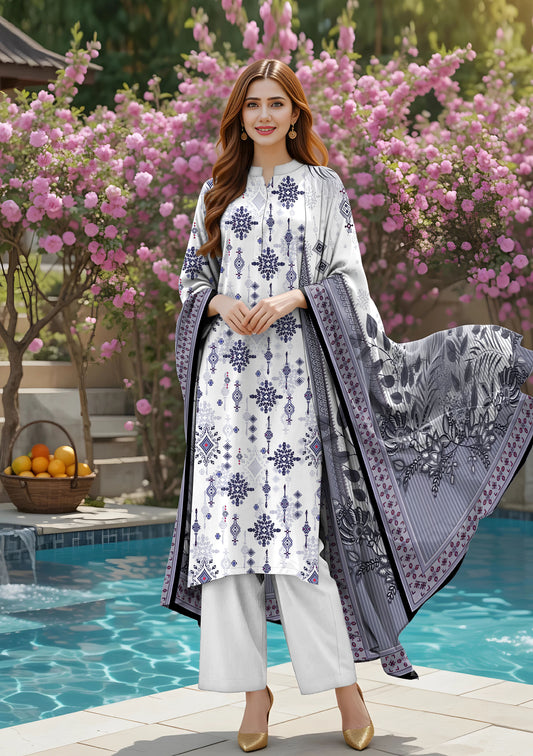 BinNoor Fab Lawn 3Pcs De-LA22-P30212