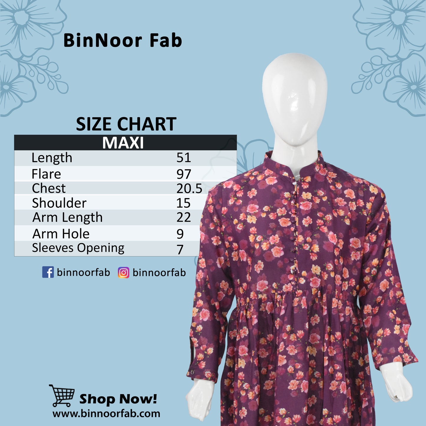 BinNoor Fab Lawn Stitched Maxi DE-LA05-P2-S043