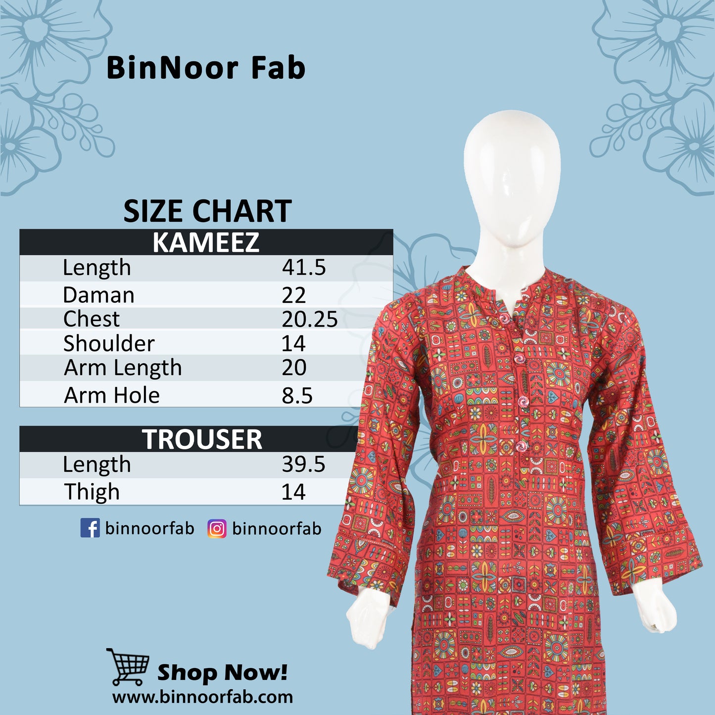 BinNoor Fab Lawn Stitched 2Pcs DE-LA05-P2-S039