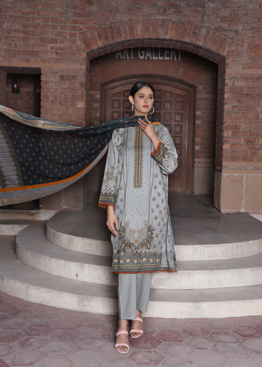 BinNoor Fab Lawn Diamond Dupatta 3Pcs De-LA04-P3031