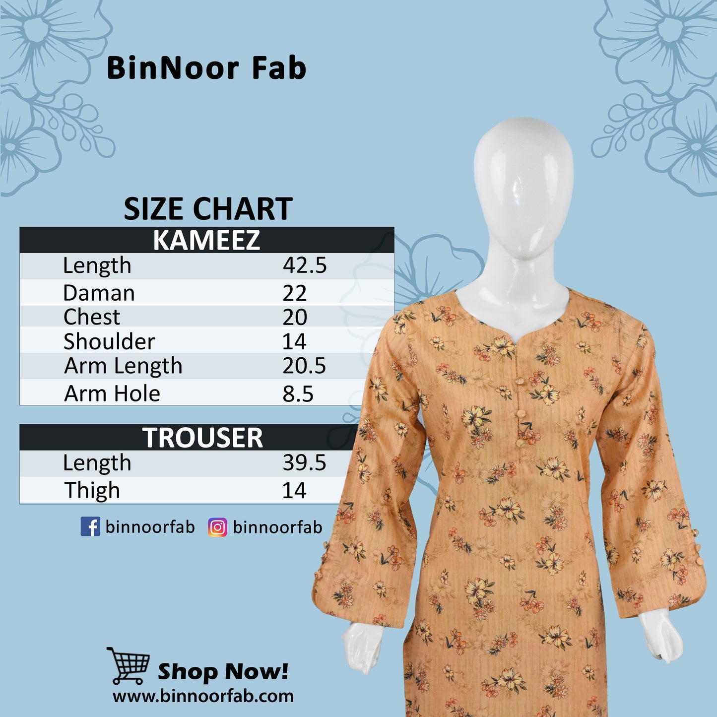 BinNoor Fab Lawn Stitched 2Pcs DE-LA05-P2-S038