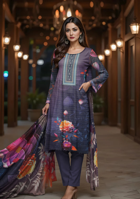BinNoor Fab Lawn 3Pcs De-LA15-P30148