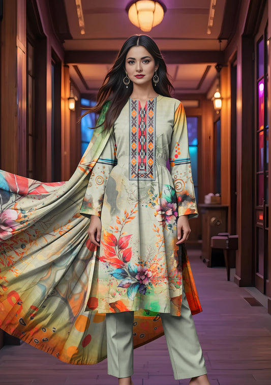 BinNoor Fab Lawn 3Pcs De-LA15-P30144