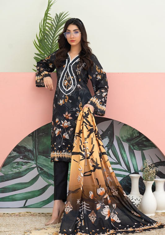BinNoor Fab Lawn 3Pcs De-LA08-P3074