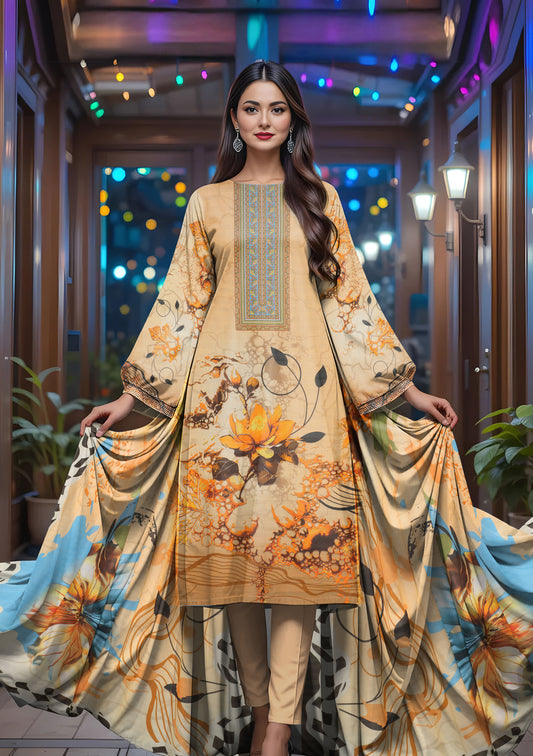 BinNoor Fab Lawn 3Pcs De-LA15-P30149