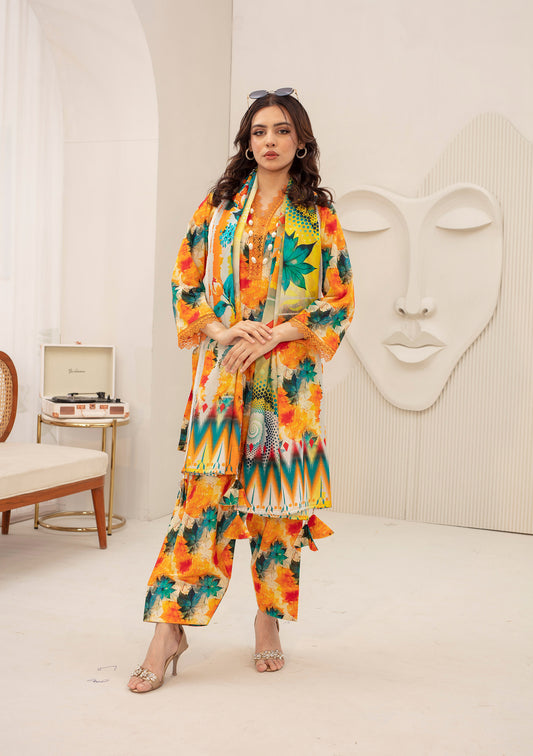 BinNoor Fab Lawn 3Pcs De-LA12-P30112