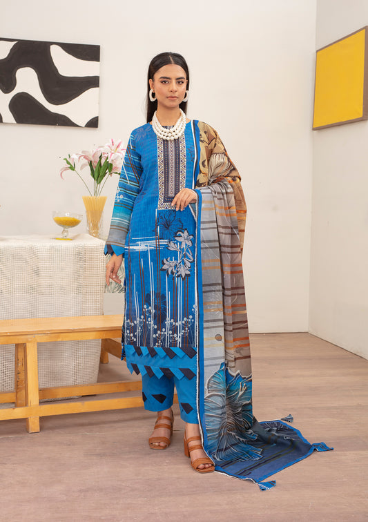 BinNoor Fab Lawn 3Pcs De-LA13-P30121