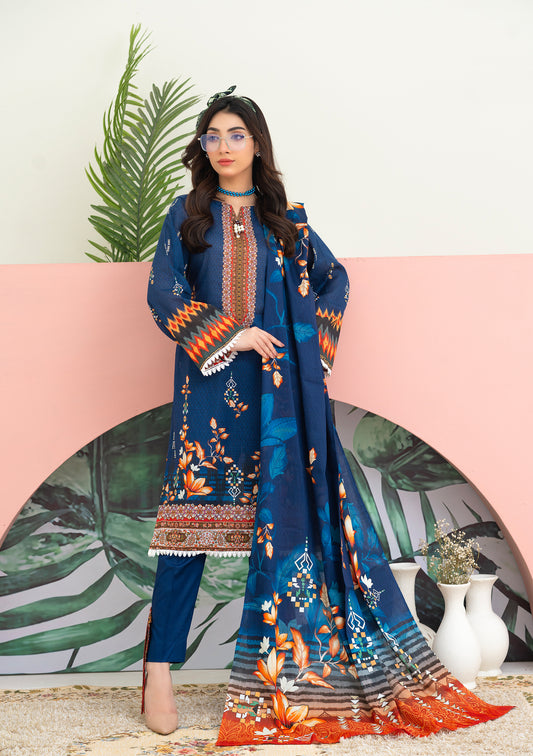 BinNoor Fab Lawn 3Pcs De-LA08-P3076