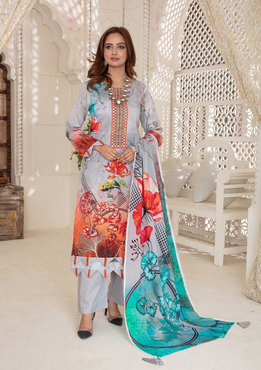 BinNoor Fab Lawn 3Pcs De-LA10-P3097