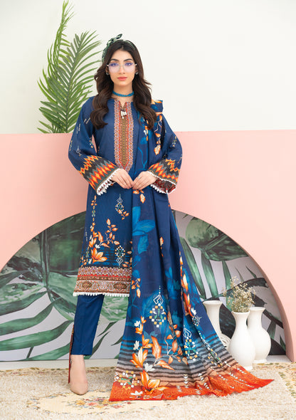 BinNoor Fab Lawn 3Pcs De-LA08-P3076