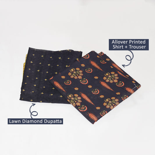 BinNoor Fab Lawn 3Pcs De-LA08-P3079