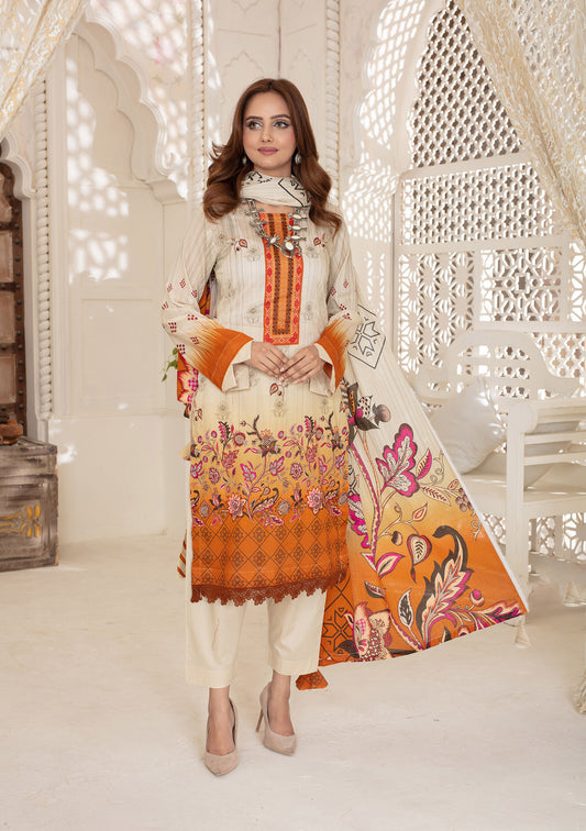 BinNoor Fab Lawn 3Pcs De-LA10-P3098