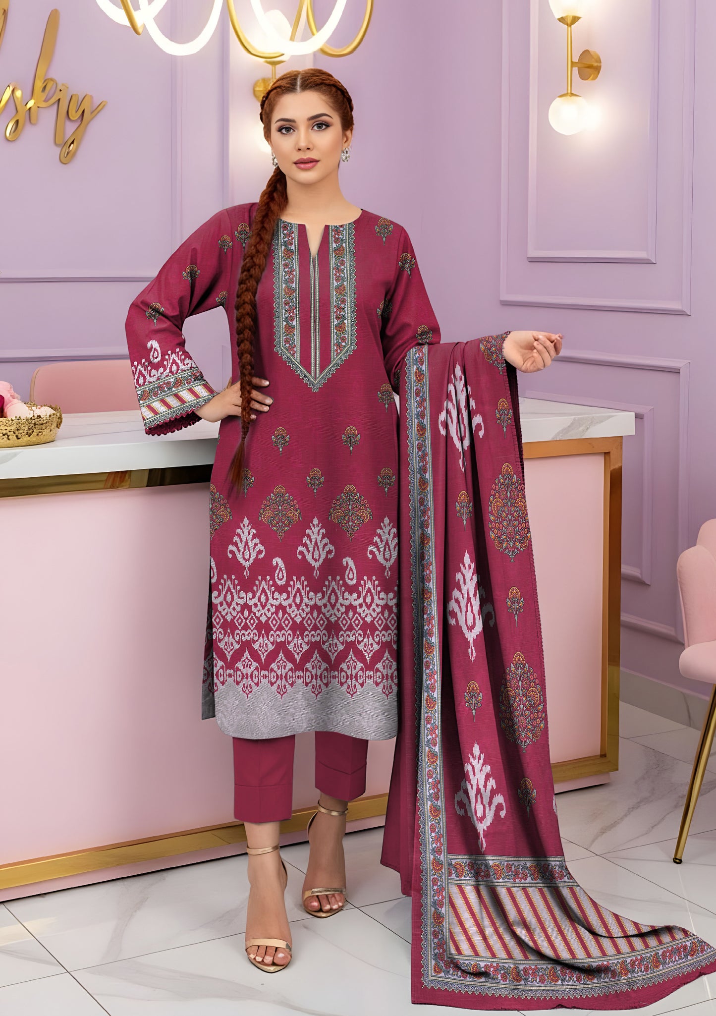 BinNoor Fab Khaddar 3Pcs De-KH30-P30283