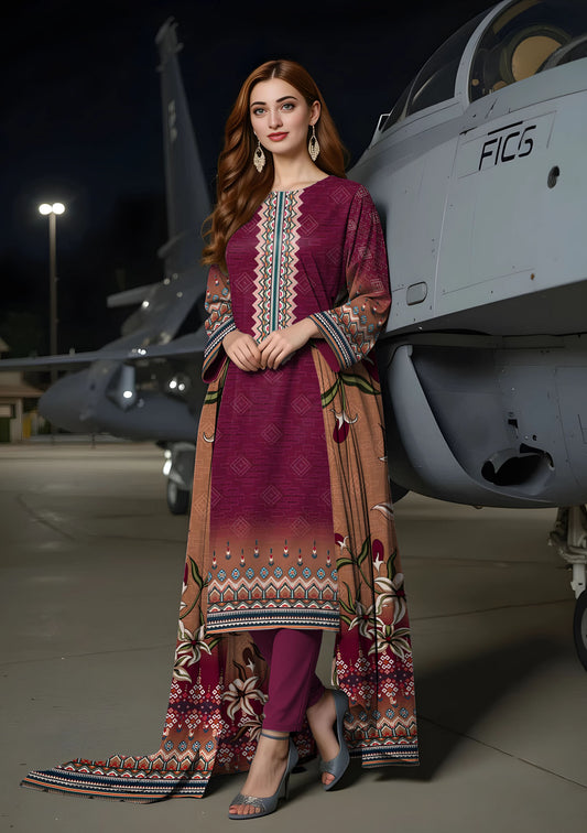 BinNoor Fab Lawn 3Pcs De-LA18-P30172