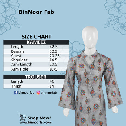 BinNoor Fab Lawn Stitched 2Pcs DE-LA05-P2-S041