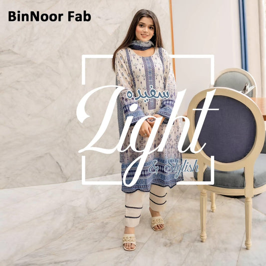 BinNoor Fab Lawn 3Pcs De-LA01-P3002